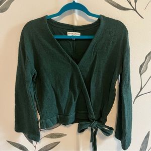Madewell Texture and Thread faux tie top Forest Green